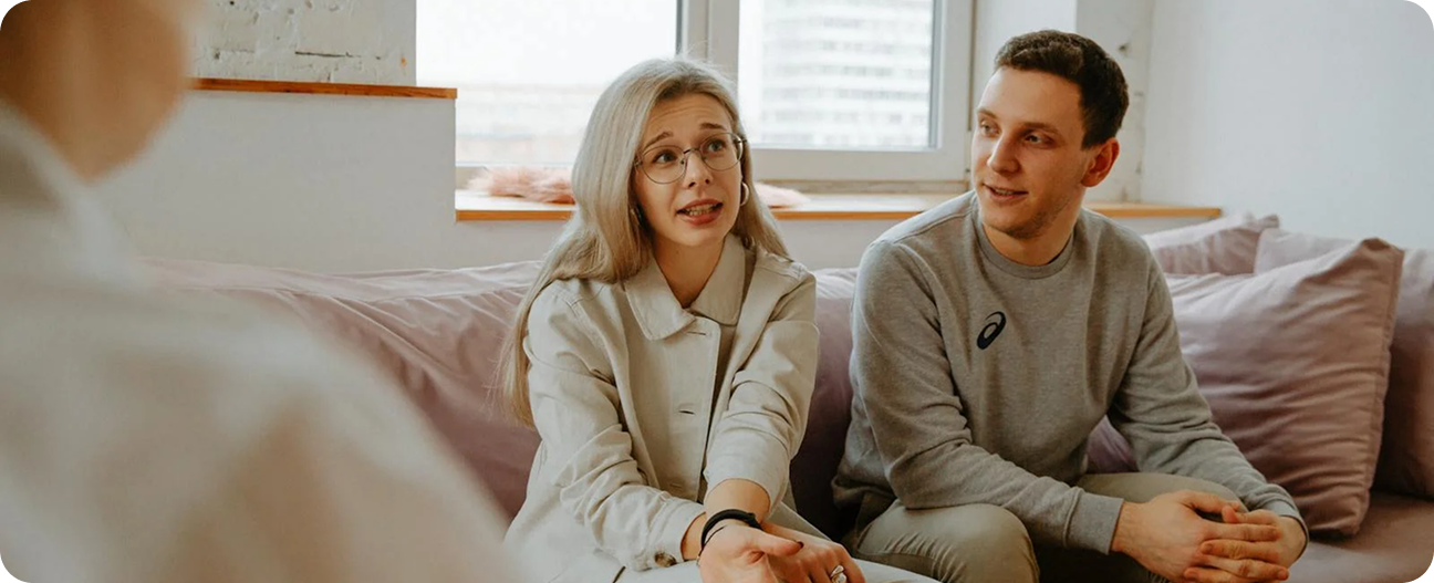 Couple sitting together during couples therapy